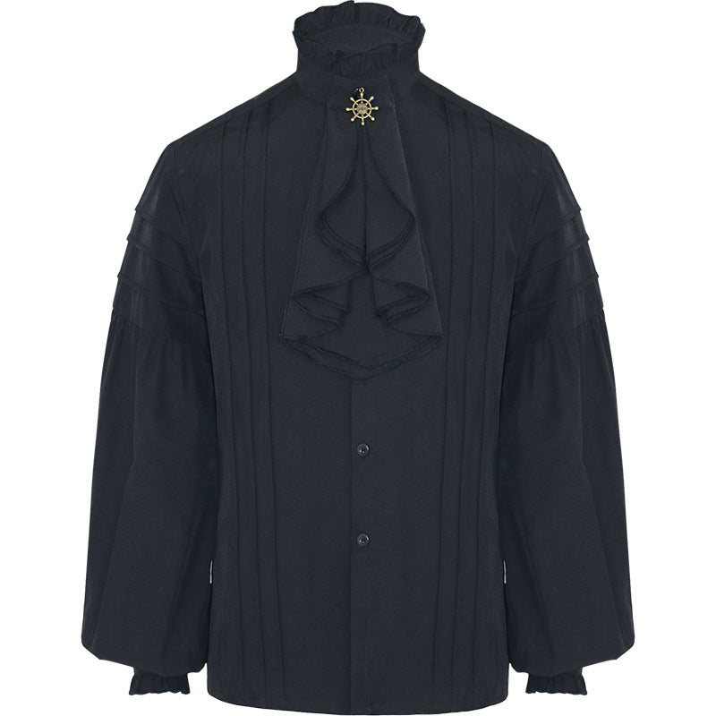 Herren nan lässiges Kurzarmshirt mit geschnürter V-Kehle, kurzem Stehkragen und weichem Baumwollmix Drune