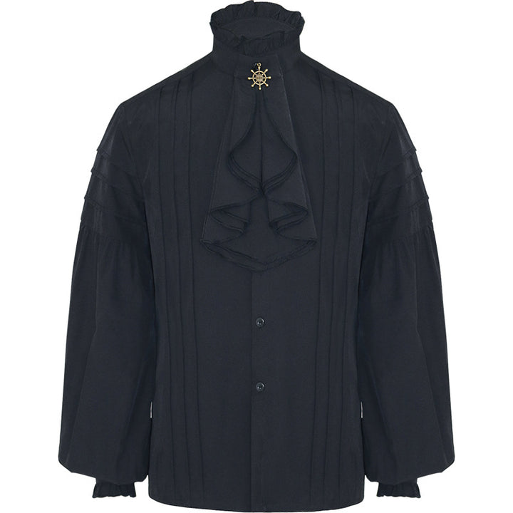 Herren nan lässiges Kurzarmshirt mit geschnürter V-Kehle, kurzem Stehkragen und weichem Baumwollmix Drune