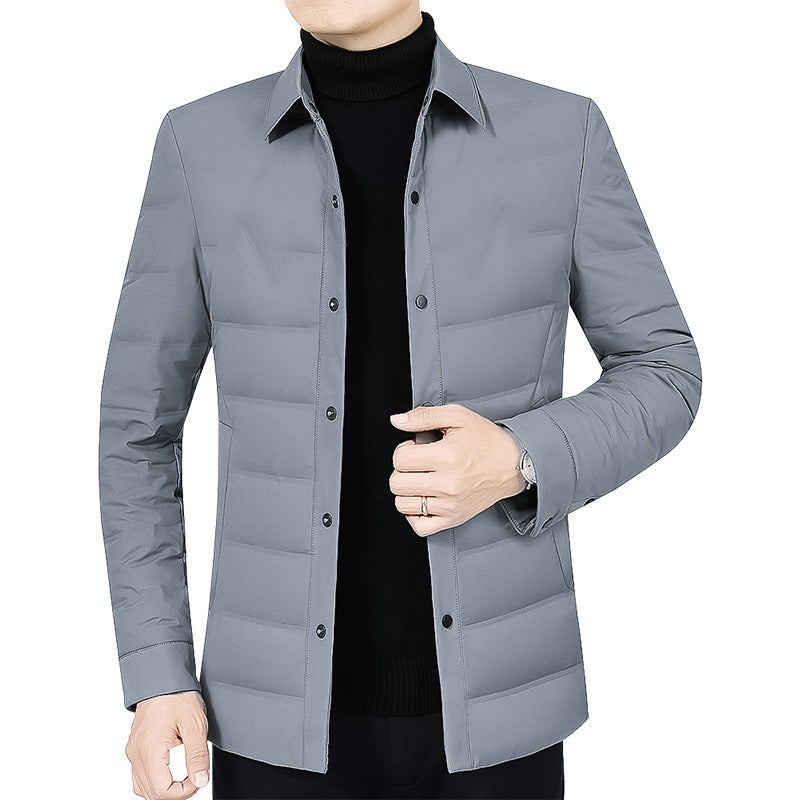 Herren Ultraleichte gesteppte Hemdjacke mit Hemdkragen und Druckknopfleiste Drune