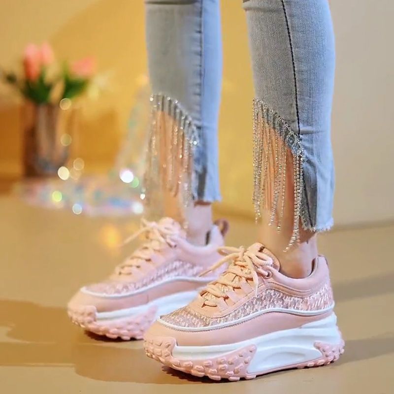 Damen Modische Chunky Sneakers mit luftiger Mesh-Oberfläche und verstärktem Fersenbereich Drune