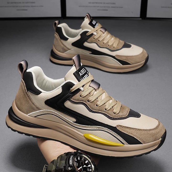 Herren sportive Chunky-Sneaker mit Wildleder- und Kunstlederoverlays, gepolstertem Einstieg und reaktiver Wellen-Zwischensohle Drune