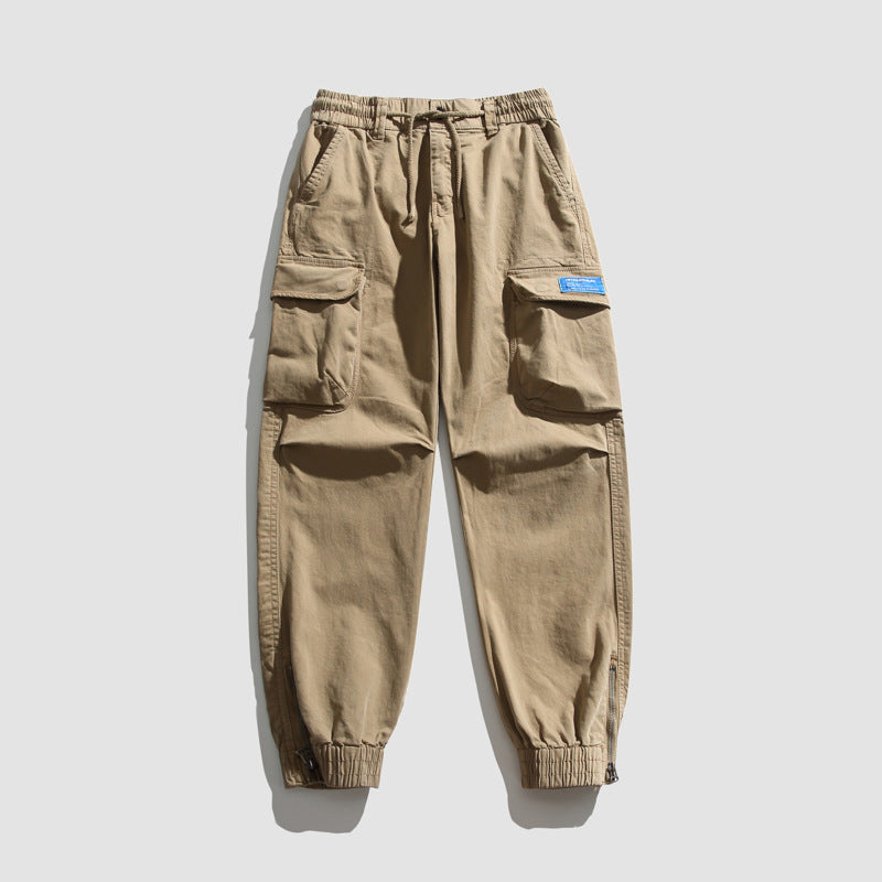 Herren Konisch geschnittene Utility-Cargo-Jogginghose mit Tunnelzugbund, Klapptaschen und Knöchelreißverschlüssen Drune