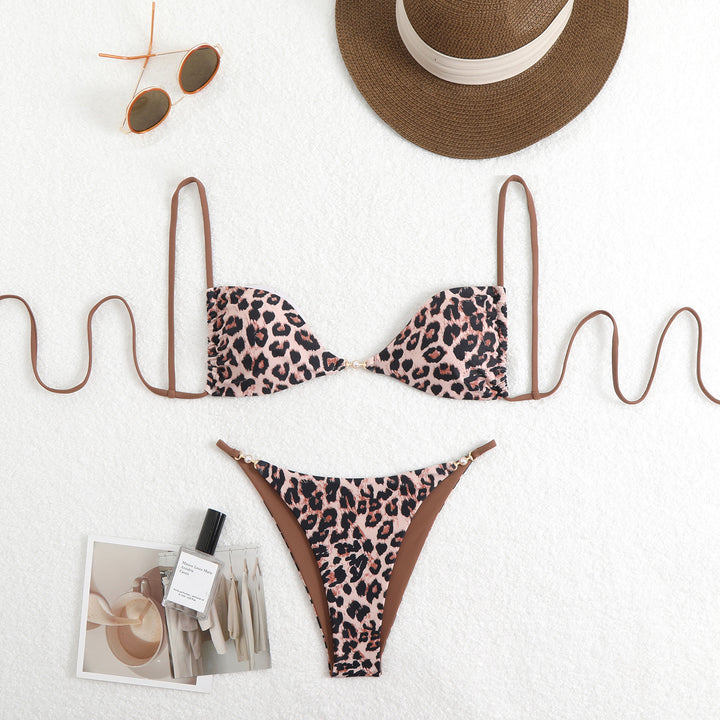 Damen Triangel-Bikini mit verstellbaren Trägern und elegantem Blumendruck Drune