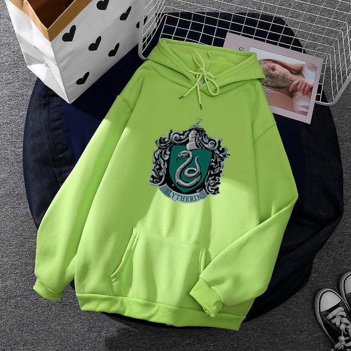 Damen nan gemütlicher Kapuzenpullover im Oversize-Cut mit heraldischem Schlangenwappen und weichem Fleece-Innenfutter Drune