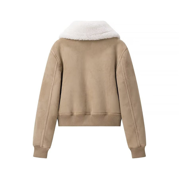 Damen elegante Steppjacke mit weichem Kunstfellkragen und praktischen Taschen Drune