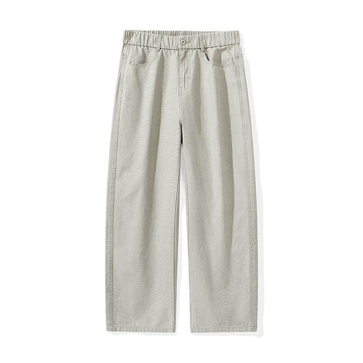 Herren Weite Baumwollhose mit elastischem Bund, geradem Bein und Eingrifftaschen Drune