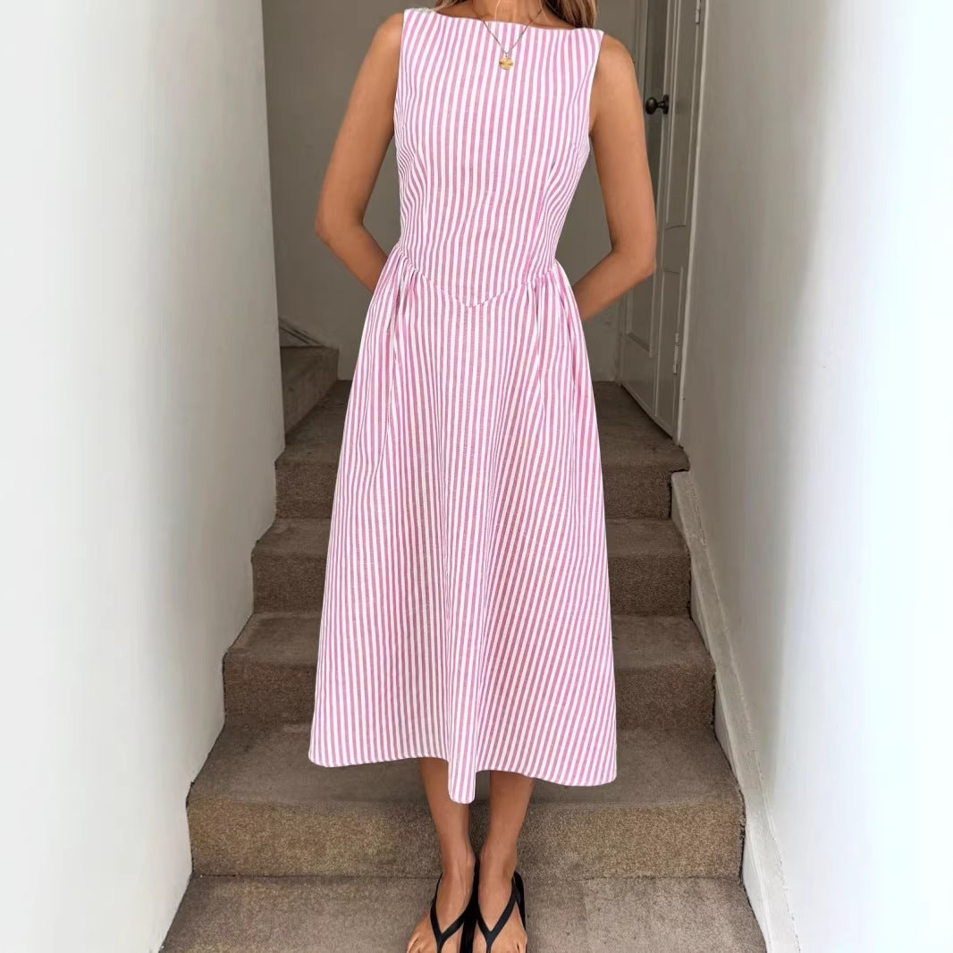 Damen Elegantes Midi-Kleid im Streifenlook Drune