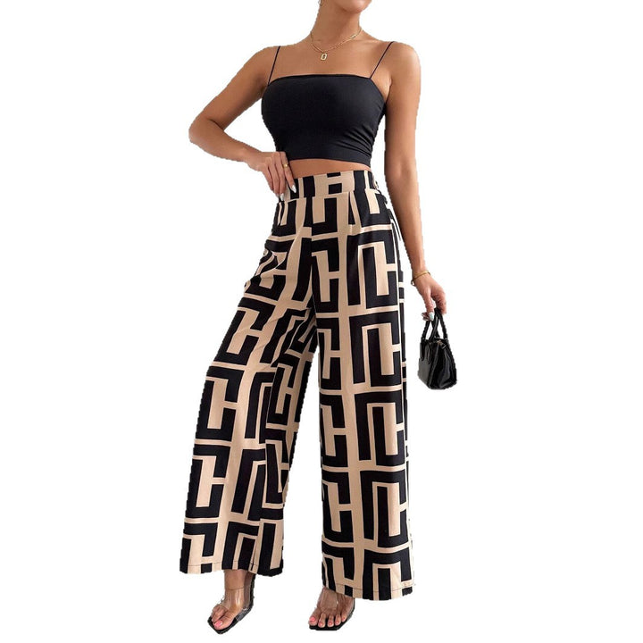 Damen Modische Palazzo-Hose mit grafischem Muster Drune