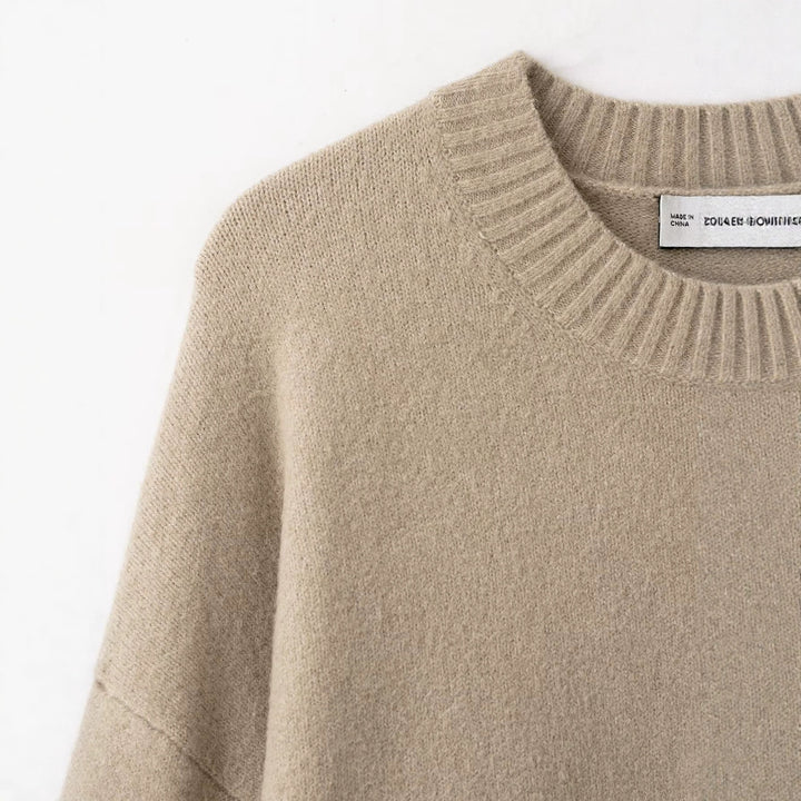 Damen Feiner Oversize-Pullover mit Rundhals und verlängerten Rippbündchen Drune