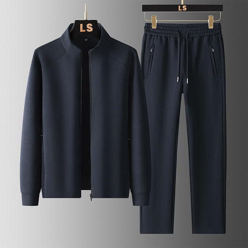 Herren Zweiteiliges sportliches Trainingsset mit Stehkragen‑Zipjacke & konischer Jogginghose Drune