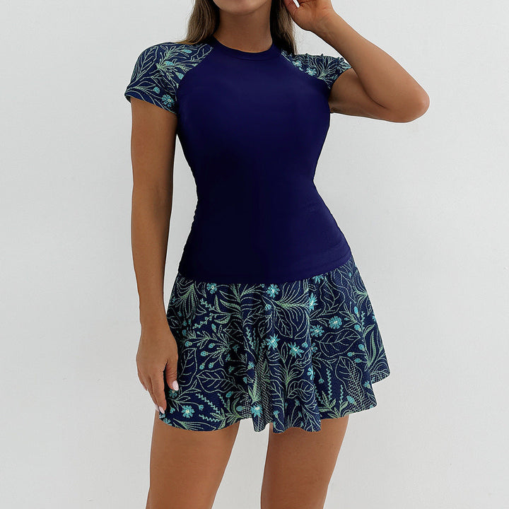 Damen Sportliches Schwimmdress mit floralem Rock Drune