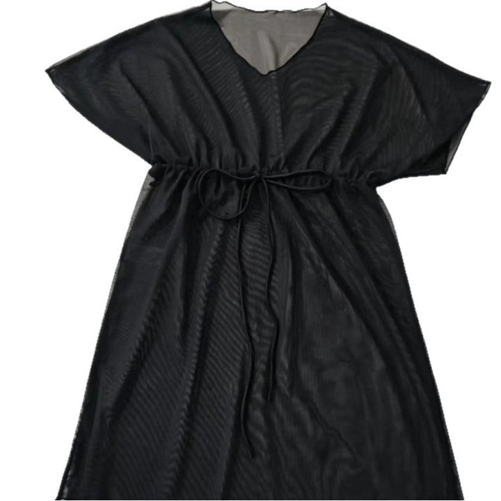 Damen Transparente Strandrobe mit Taillenkordel Drune