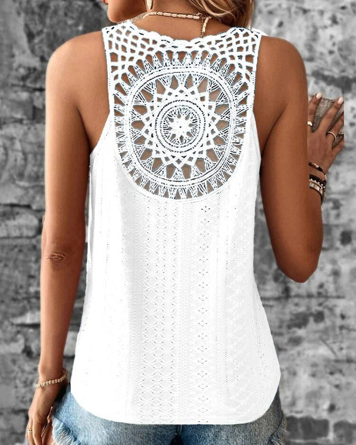 Damen luftiges Häkelshirt mit einzigartigem Rückendetail Drune