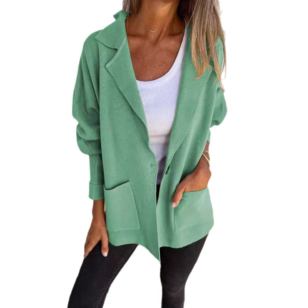 Damen Lässiger Oversize-Blazer mit praktischen Taschen und Knopfverschluss Drune
