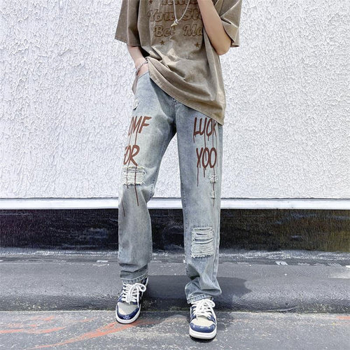 Herren Design Ripped Jeans Drune