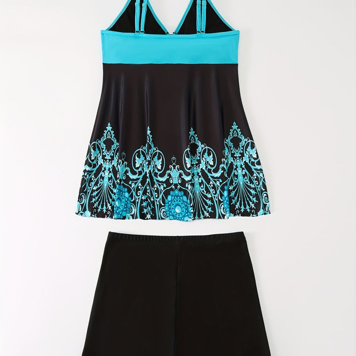 Damen Badeanzug-Set mit elegantem Muster und bequemen Shorts Drune