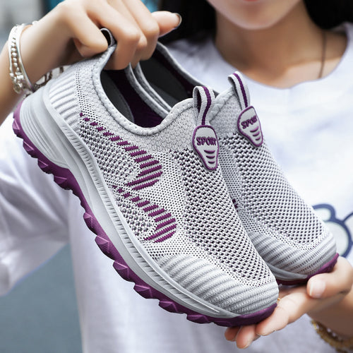 Damen nan leichter atmungsaktiver Strick-Slip-On Sneaker mit stoßdämpfender EVA-Zwischensohle und griffiger Profilaußensohle Drune