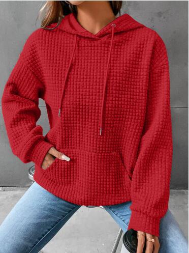 Damen lässiger Hoodie mit strukturierter Oberfläche und praktischer Kängurutasche Drune