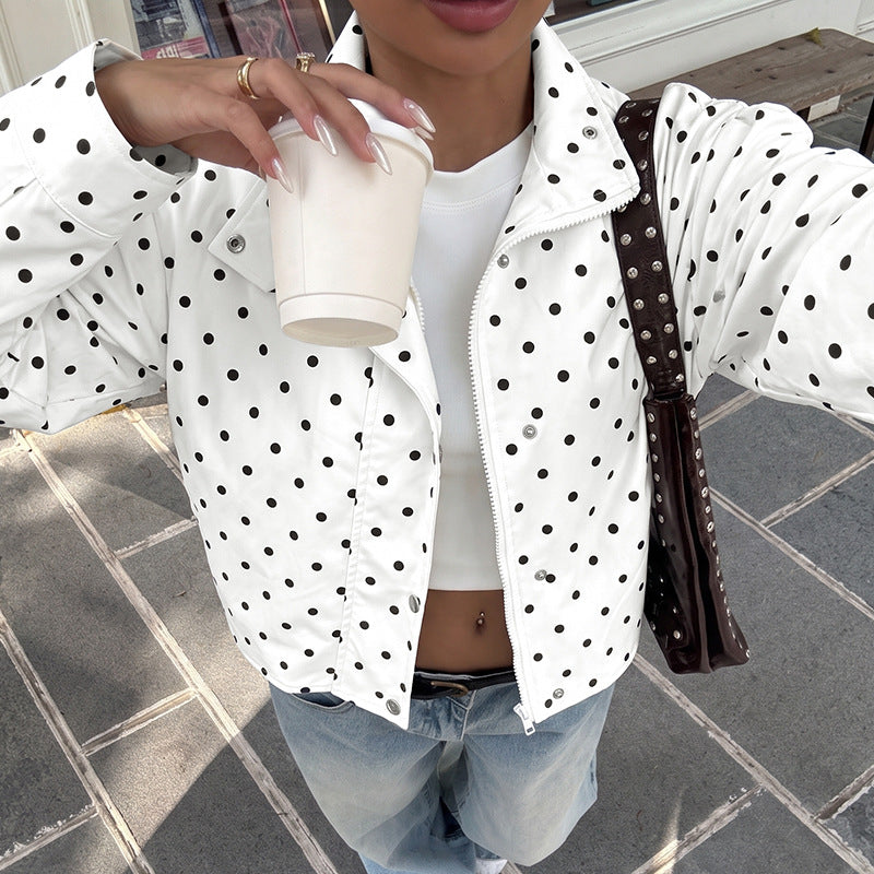 Damen Polka-Dots Pullover Jacke Drune