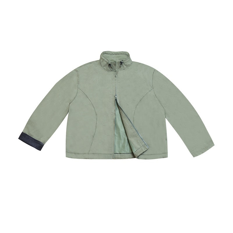 Damen Kurzjacke im Utility-Look mit Stehkragen und verdecktem Reißverschluss Drune