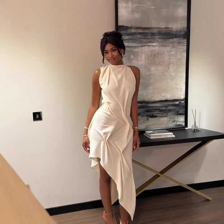 Damen asymmetrisches Freizeitkleid Drune