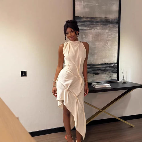 Damen asymmetrisches Freizeitkleid Drune