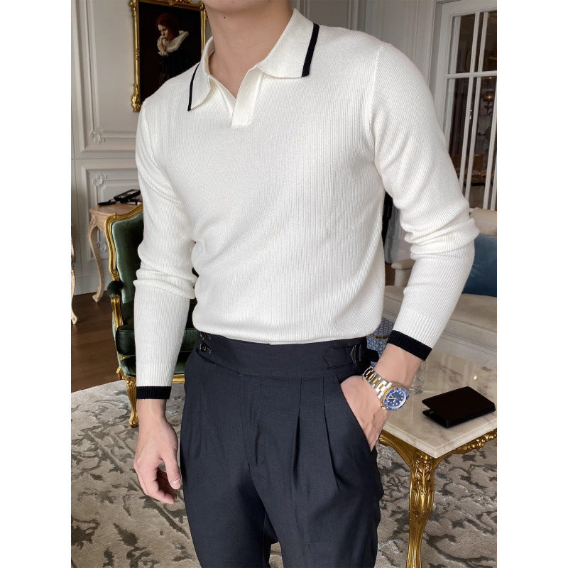 Herren Modisches Strickpullover mit Polokragen Drune