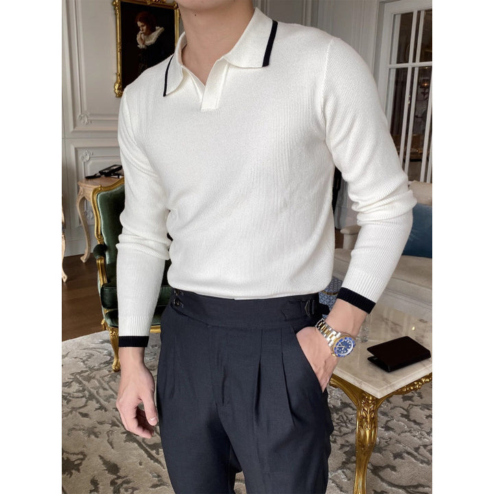 Herren Modisches Strickpullover mit Polokragen Drune