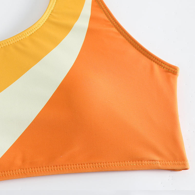 Damen Einseitige Bikini-Set mit modischem Farbverlauf Drune