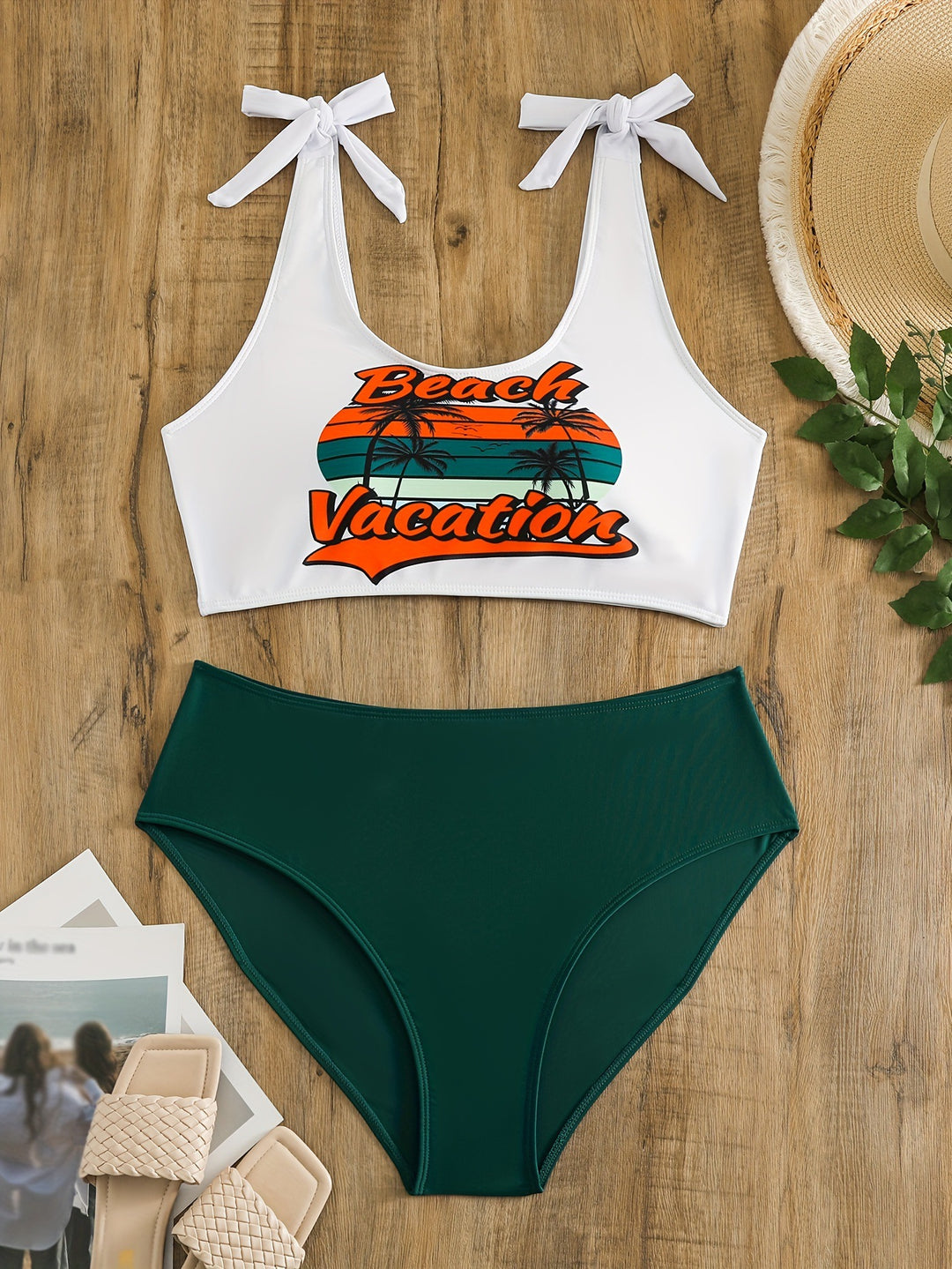 Damen Crop-Top-Bikini-Set mit verspielten Schleifen Drune