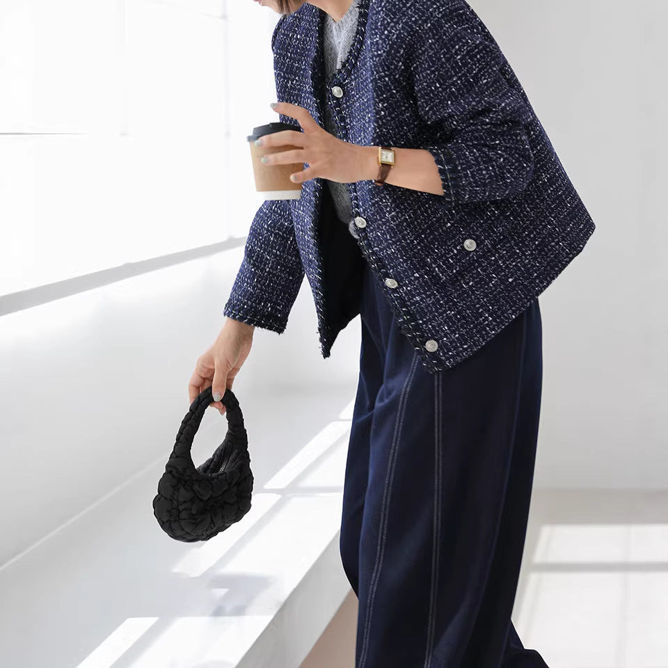 Damen Eleganter kurzarm Tweedmantel Drune