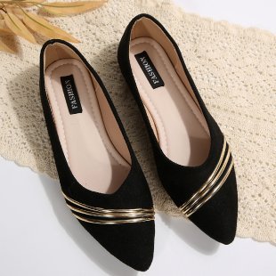 Damen elegante Ballerinas mit schimmernden goldenen Akzenten Drune