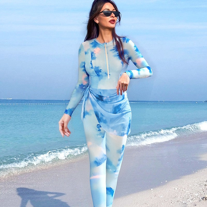 Damen Langarm-Schwimmanzug mit trendigem Wickeldesign Drune
