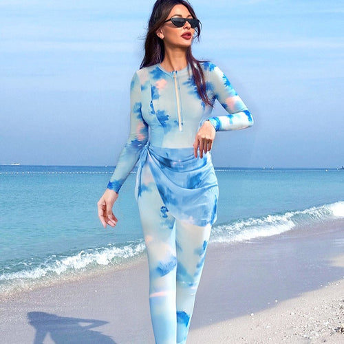 Damen Langarm-Schwimmanzug mit trendigem Wickeldesign Drune