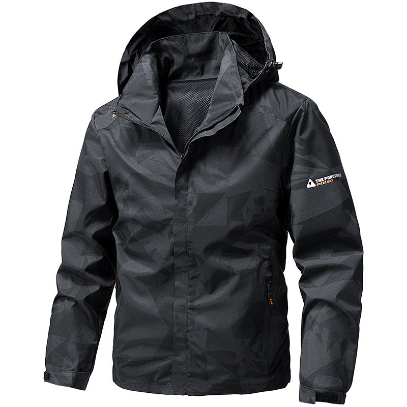 Herren wind- und wasserdichter Camo Regenblouson mit verschweißten Nähten und Mesh-Innenfutter Drune