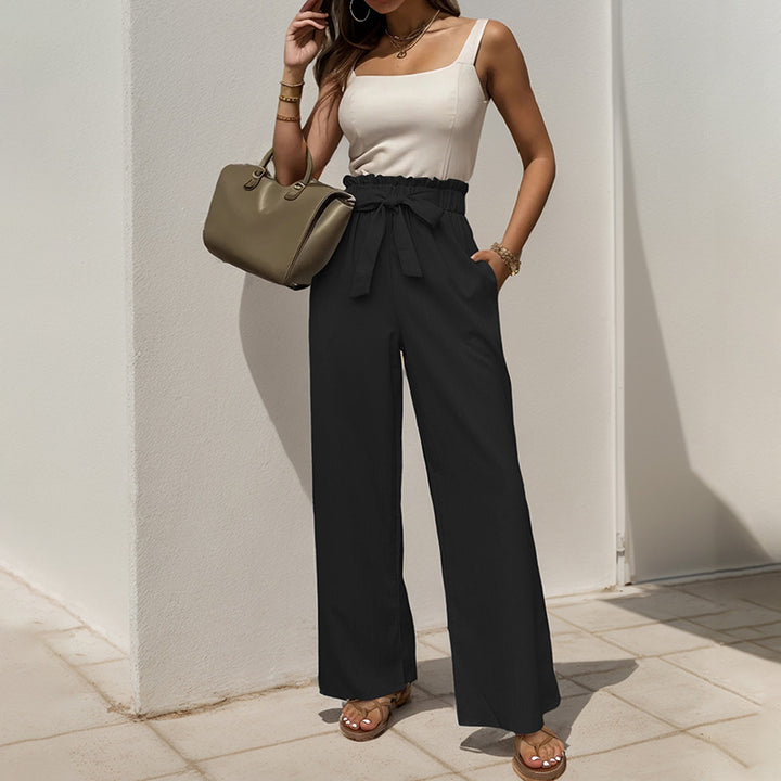 Damen Weite Hosen mit Taillengürtel Drune