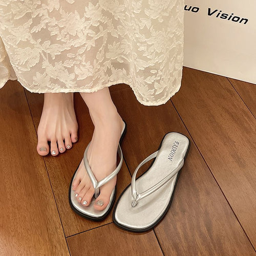 Damen modische Flip-Flops mit komfortablem Fußbett und raffiniertem Riemen Drune