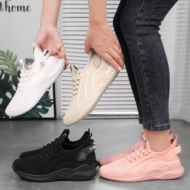 Damen nan gestrickter Sockensneaker mit Fersenstabilisator, reaktiver Leicht-EVA-Zwischensohle und elastischer Schnellzug-Schnürung Drune