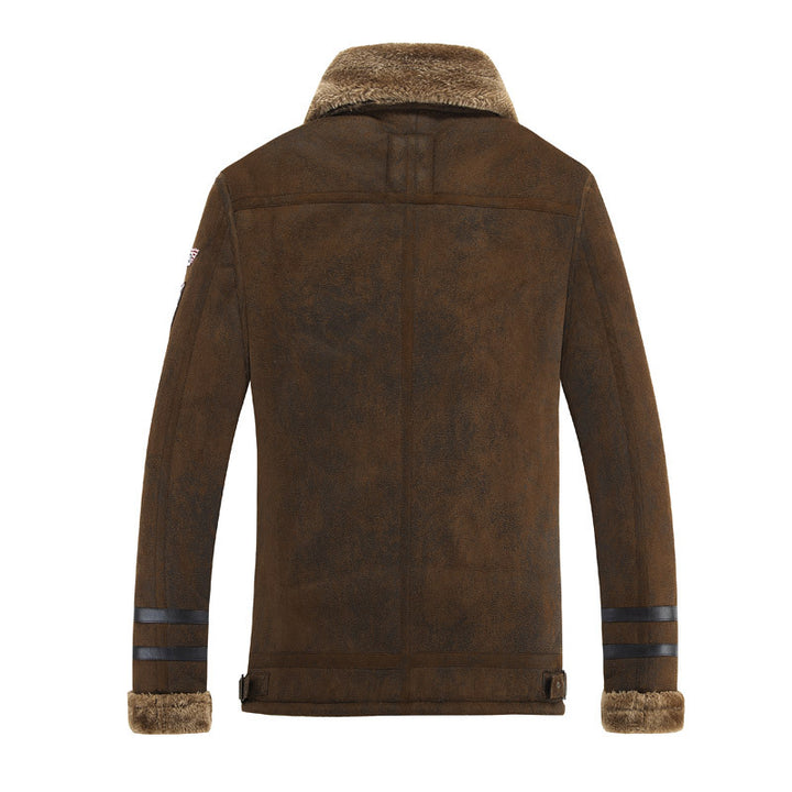 Herren Fliegerjacke mit Teddyfell-Futter und Lammfell-Optik Drune