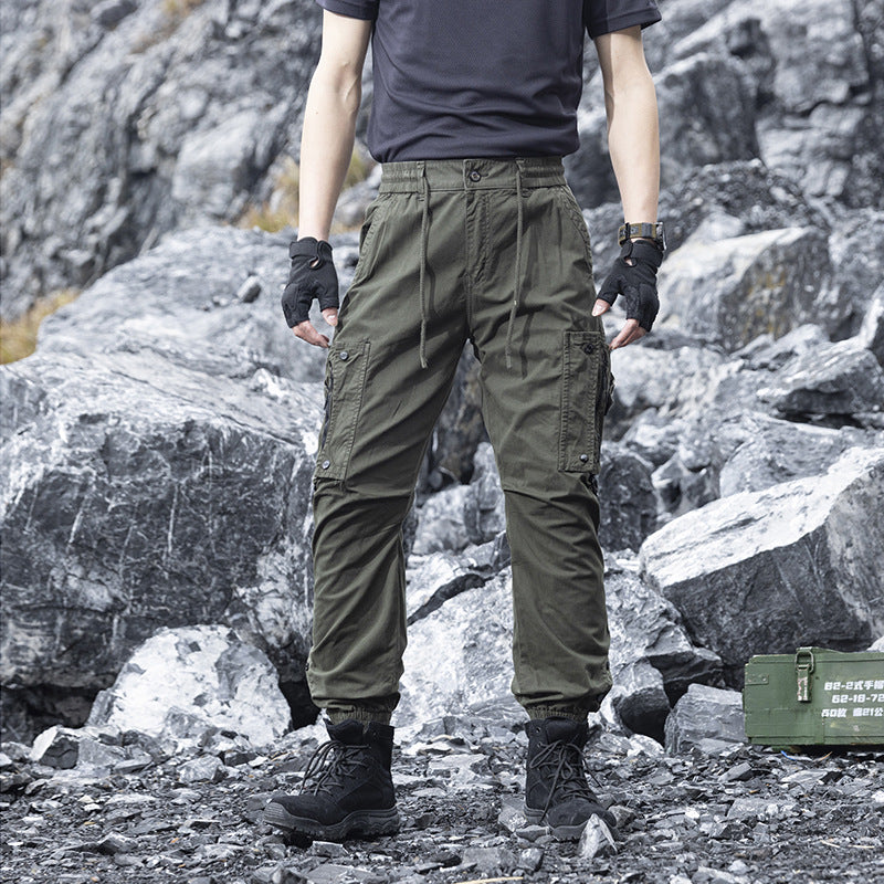 Herren Multifunktionale Cargo-Jogginghose mit Tunnelzugbund, Reißverschluss‑Taschen und verstellbaren Knöchelbündchen Drune