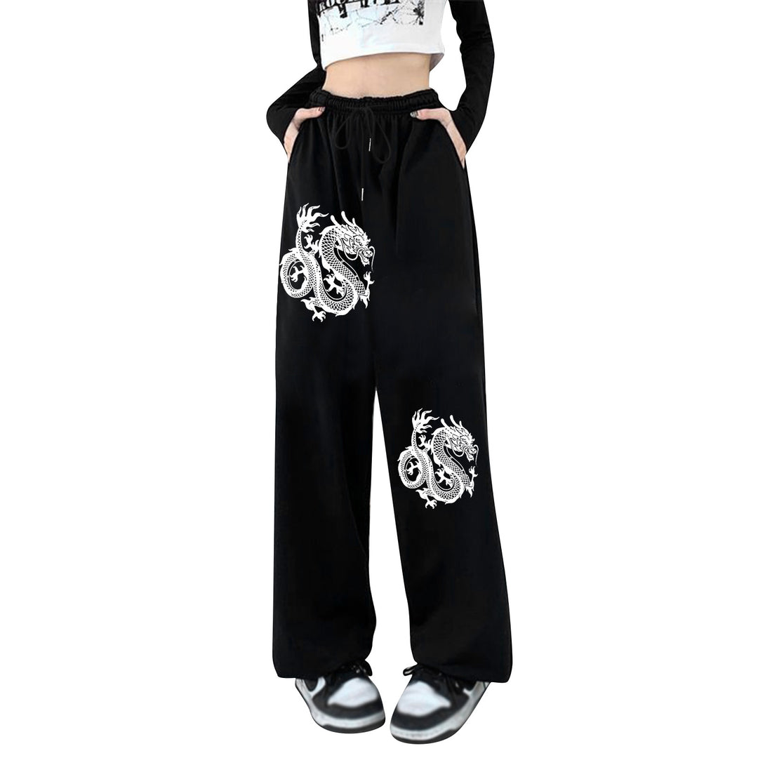 Damen nan weite Jogginghose hochgeschnitten mit seitlichem Statementprint und elastischem Bund Drune