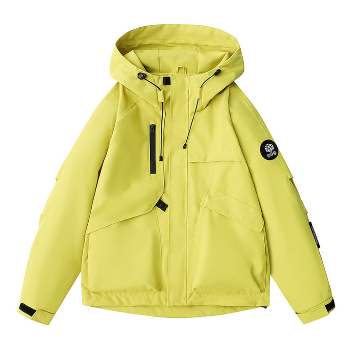 Herren wetterfeste Kapuzen-Fieldjacke mit multifunktionalen Taschen, verstellbarer Kapuze und Kinnschutz Drune