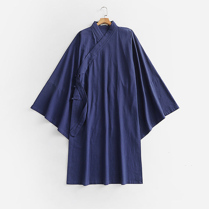 Unisex Oversize Kimono-Mantel mit weitem Ärmel und asymmetrischer Wickelvorderseite Drune