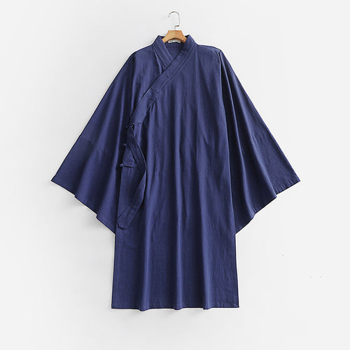 Unisex Oversize Kimono-Mantel mit weitem Ärmel und asymmetrischer Wickelvorderseite Drune
