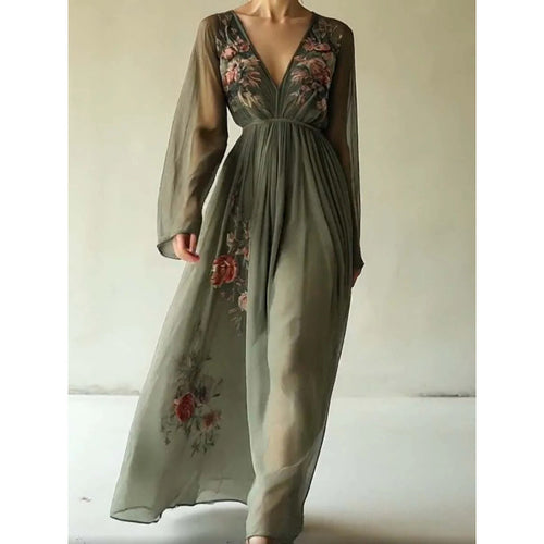 Damen Besticktes Chiffon Maxi Kleid Drune