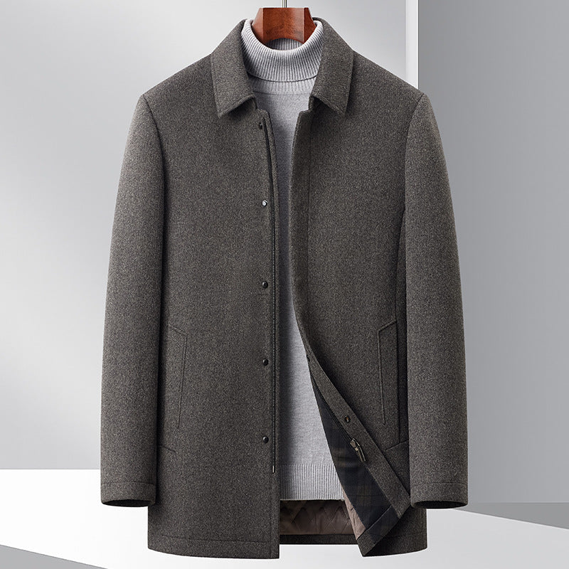 Herren eleganter Mantel aus wärmendem Wollmix mit modernem Schnitt und praktischen Taschen Drune