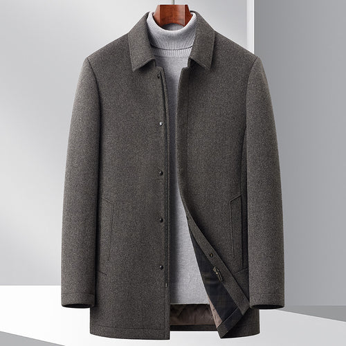 Herren eleganter Mantel aus wärmendem Wollmix mit modernem Schnitt und praktischen Taschen Drune