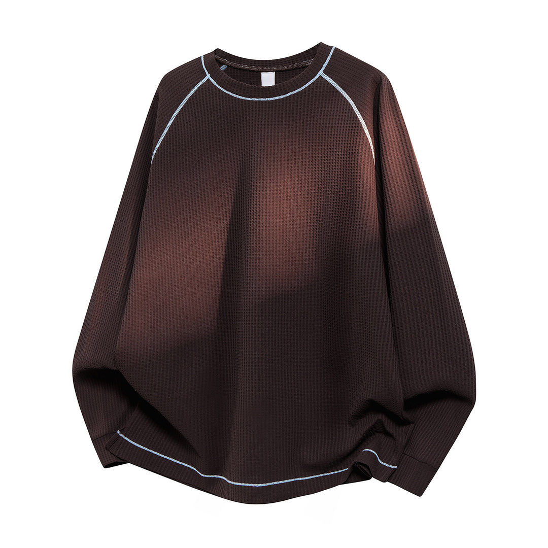 Herren Oversize Waffelstrick‑Sweatshirt mit Rundhals, Raglanärmeln und Kontrastnähten Drune