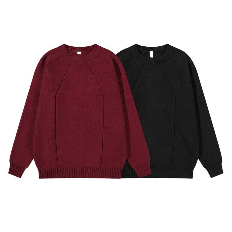 Unisex Grobgestrickter Oversize-Pullover mit Raglanärmeln und strukturierten Einsatznähten Drune