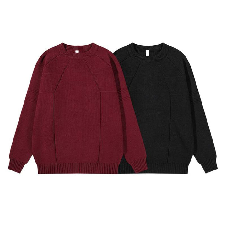 Unisex Grobgestrickter Oversize-Pullover mit Raglanärmeln und strukturierten Einsatznähten Drune